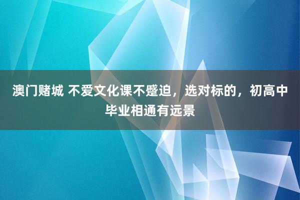 澳门赌城 不爱文化课不蹙迫，选对标的，初高中毕业相通有远景