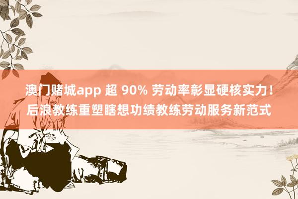 澳门赌城app 超 90% 劳动率彰显硬核实力！后浪教练重塑瞎想功绩教练劳动服务新范式