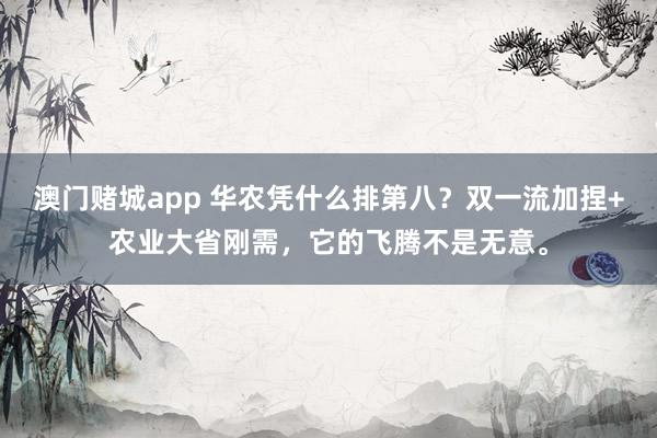 澳门赌城app 华农凭什么排第八？双一流加捏+农业大省刚需，它的飞腾不是无意。