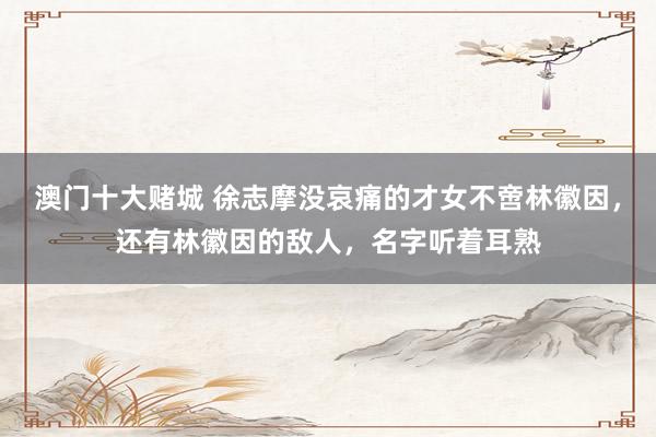 澳门十大赌城 徐志摩没哀痛的才女不啻林徽因，还有林徽因的敌人，名字听着耳熟