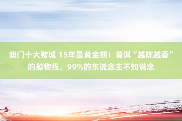 澳门十大赌城 15年是黄金期！普洱“越陈越香”的抛物线，99%的东说念主不知说念