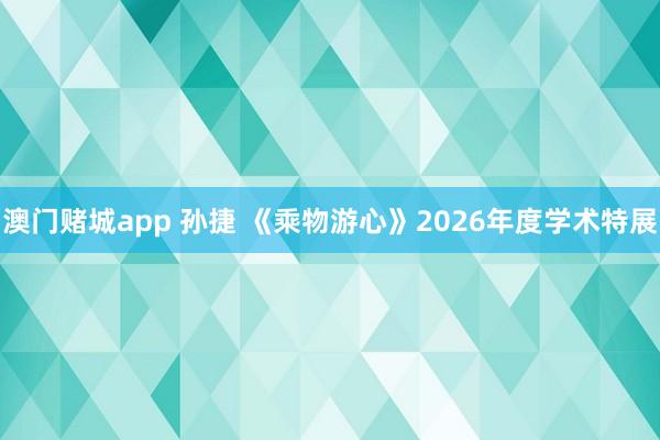 澳门赌城app 孙捷 《乘物游心》2026年度学术特展