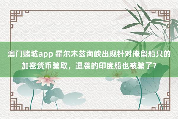 澳门赌城app 霍尔木兹海峡出现针对淹留船只的加密货币骗取，遇袭的印度船也被骗了？