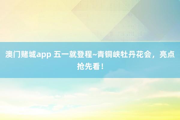 澳门赌城app 五一就登程~青铜峡牡丹花会，亮点抢先看！