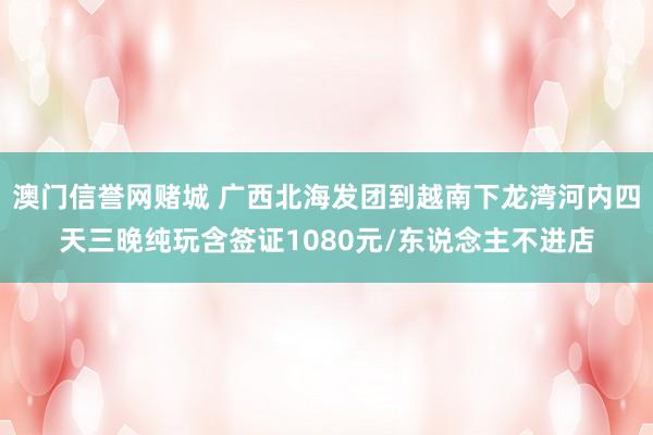 澳门信誉网赌城 广西北海发团到越南下龙湾河内四天三晚纯玩含签证1080元/东说念主不进店