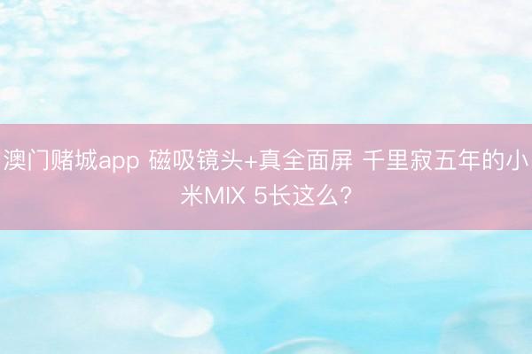 澳门赌城app 磁吸镜头+真全面屏 千里寂五年的小米MIX 5长这么?